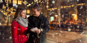 couple outside in the snow