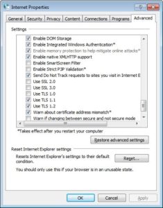 Google Chrome Internet Properties