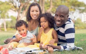 happy family outside