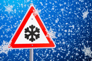 Beware,Of,Ice,Or,Snow,,Road,Sign.,3d,Rendering