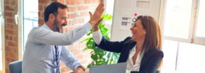 Coworkers High Fiving