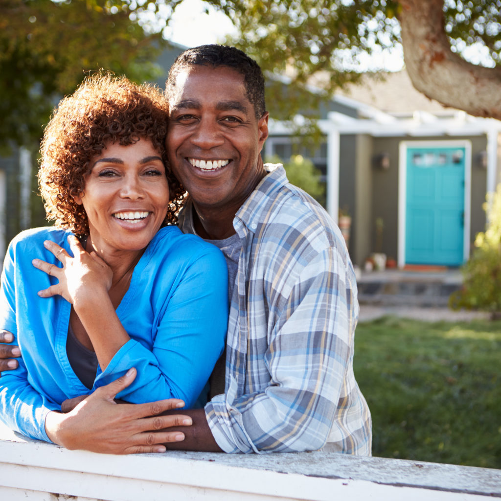 two people smiling