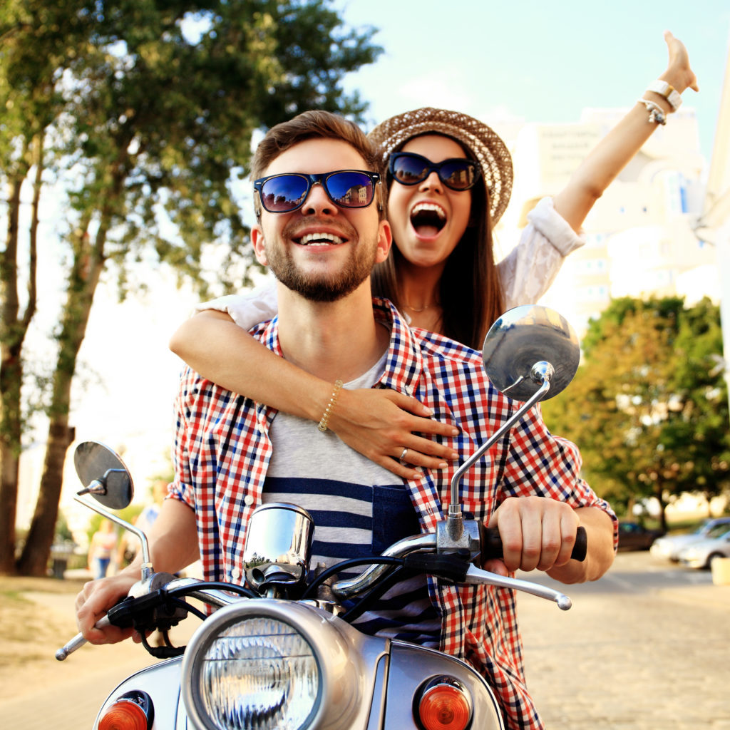 two people on a motorcycle
